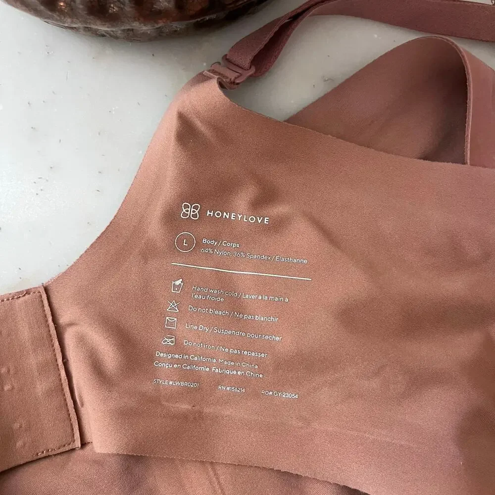 Honeylove Silhouette Bra Wireless Large Tan Beige Sand T Shirt Smooth